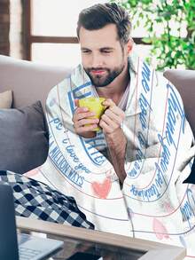 1pc Heart & Slogan Graphic Blanket - Multicolor - View 6