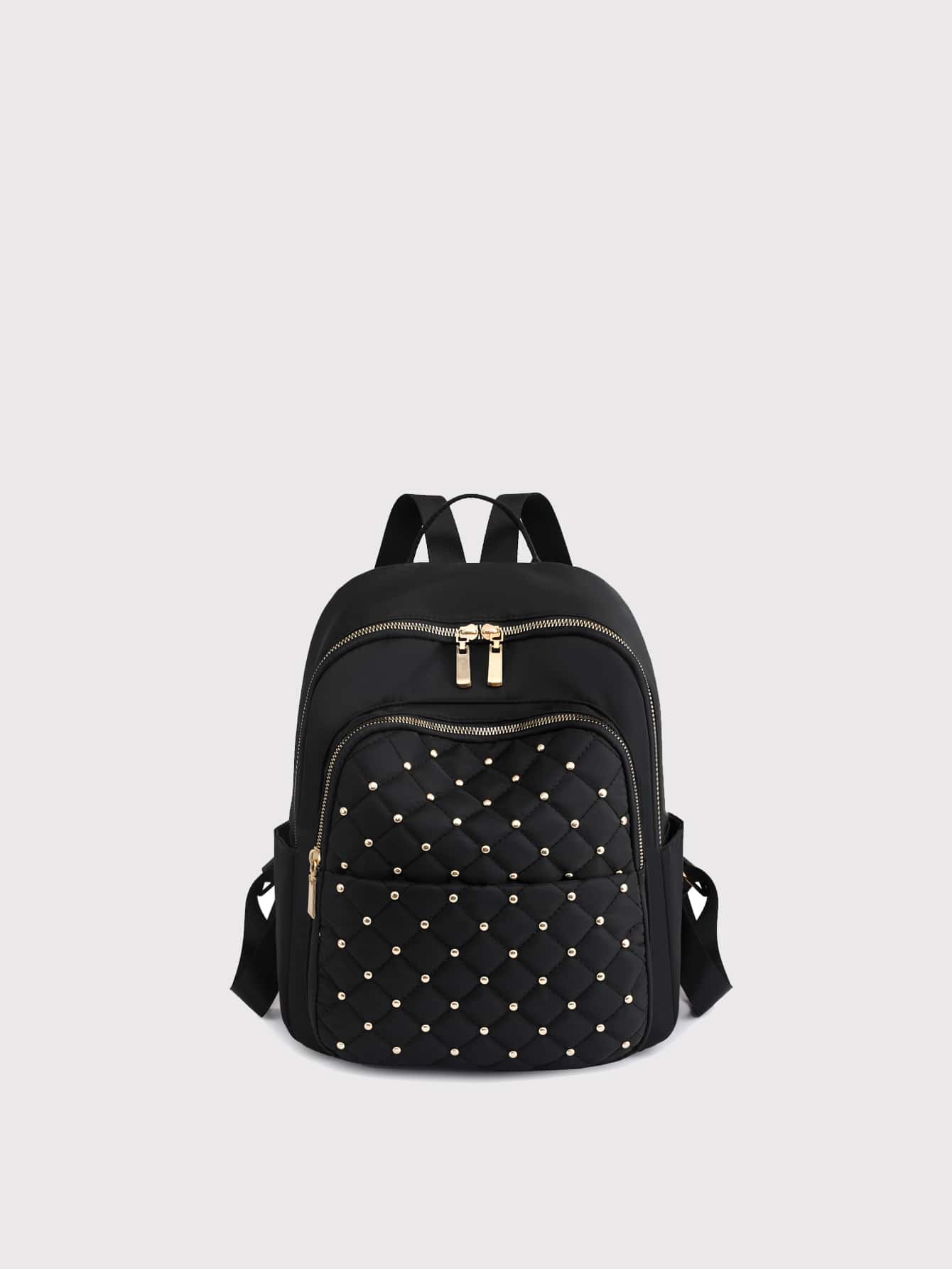 Mochila Negra Bordada De Color Sólido - Negro - Ver 1