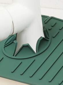 1 pieza Alfombrilla de silicona para grifo y protector contra salpicaduras, (diseño mejorado) manija del grifo bandeja colectora de goteo de agua y protector contra salpicaduras, accesorio para fregadero de protección de cocina - Verde - Ver 3