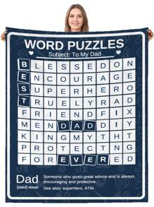 1pc Letter Graphic Blanket - Multicolor - View 1