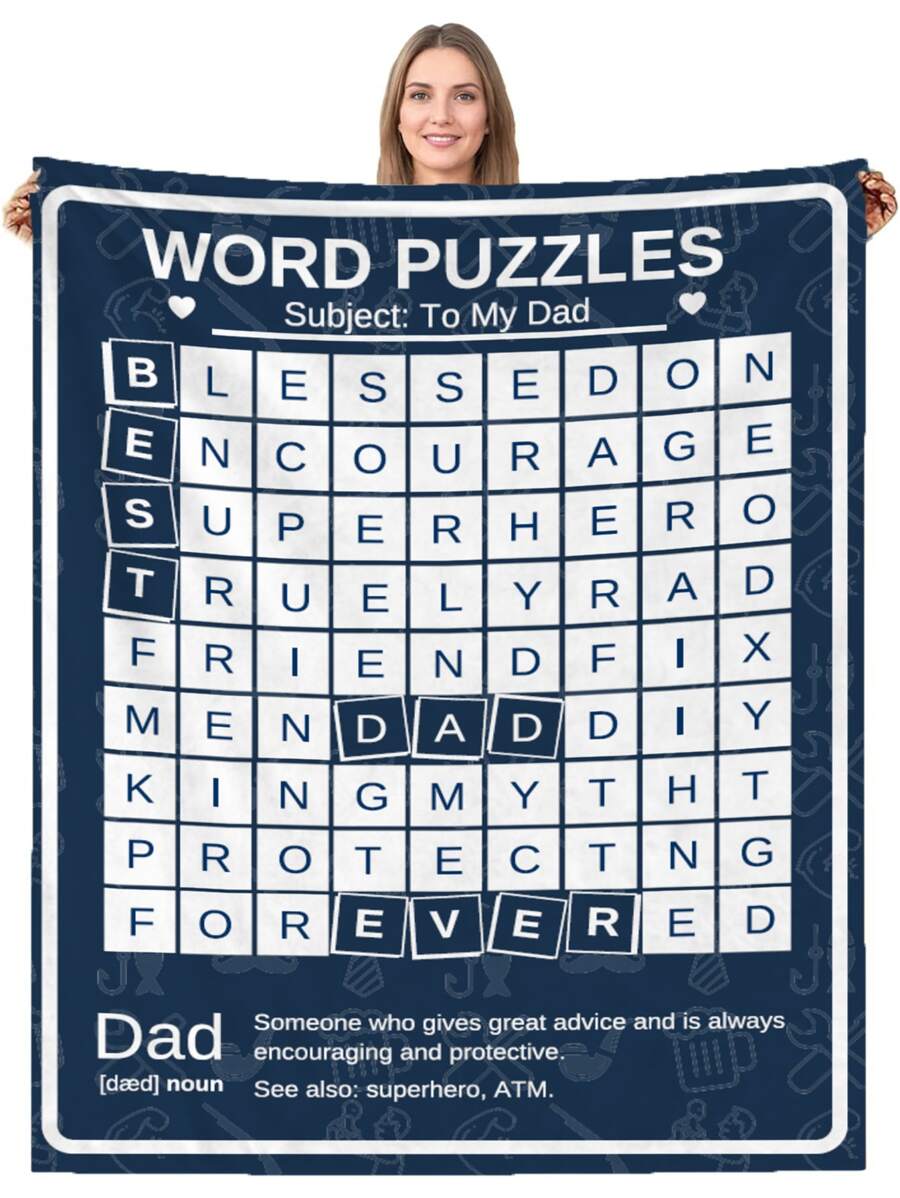 1pc Letter Graphic Blanket - Multicolor - View 1