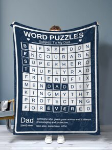 1pc Letter Graphic Blanket - Multicolor - View 8