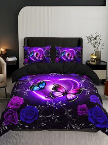 Ensemble de housse de couette (sans bourre) papillon & fleuri