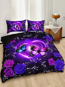 Ensemble de housse de couette (sans bourre) papillon & fleuri