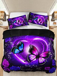 Ensemble de housse de couette (sans bourre) papillon & fleuri