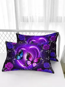 Ensemble de housse de couette (sans bourre) papillon & fleuri