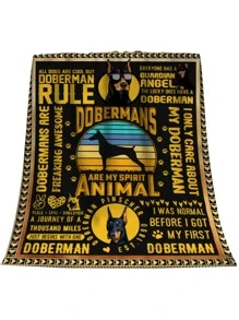 1pc Dog & Slogan Graphic Blanket - Multicolor - View 3
