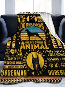 1pc Dog & Slogan Graphic Blanket - Multicolor - View 6