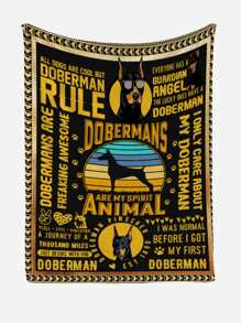 1pc Dog & Slogan Graphic Blanket - Multicolor - View 7