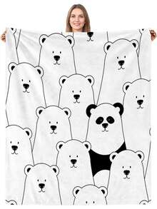 1 pieza Manta con patrón de oso de dibujos animados - Multicolor - Ver 1