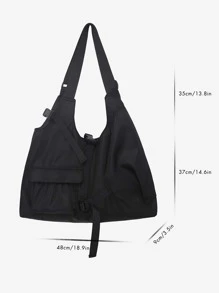 極簡大容量單肩托特包,大容量托特包辦公和旅行,可折疊包適用於學校,工作,旅行 - 黑色 - 查看 3