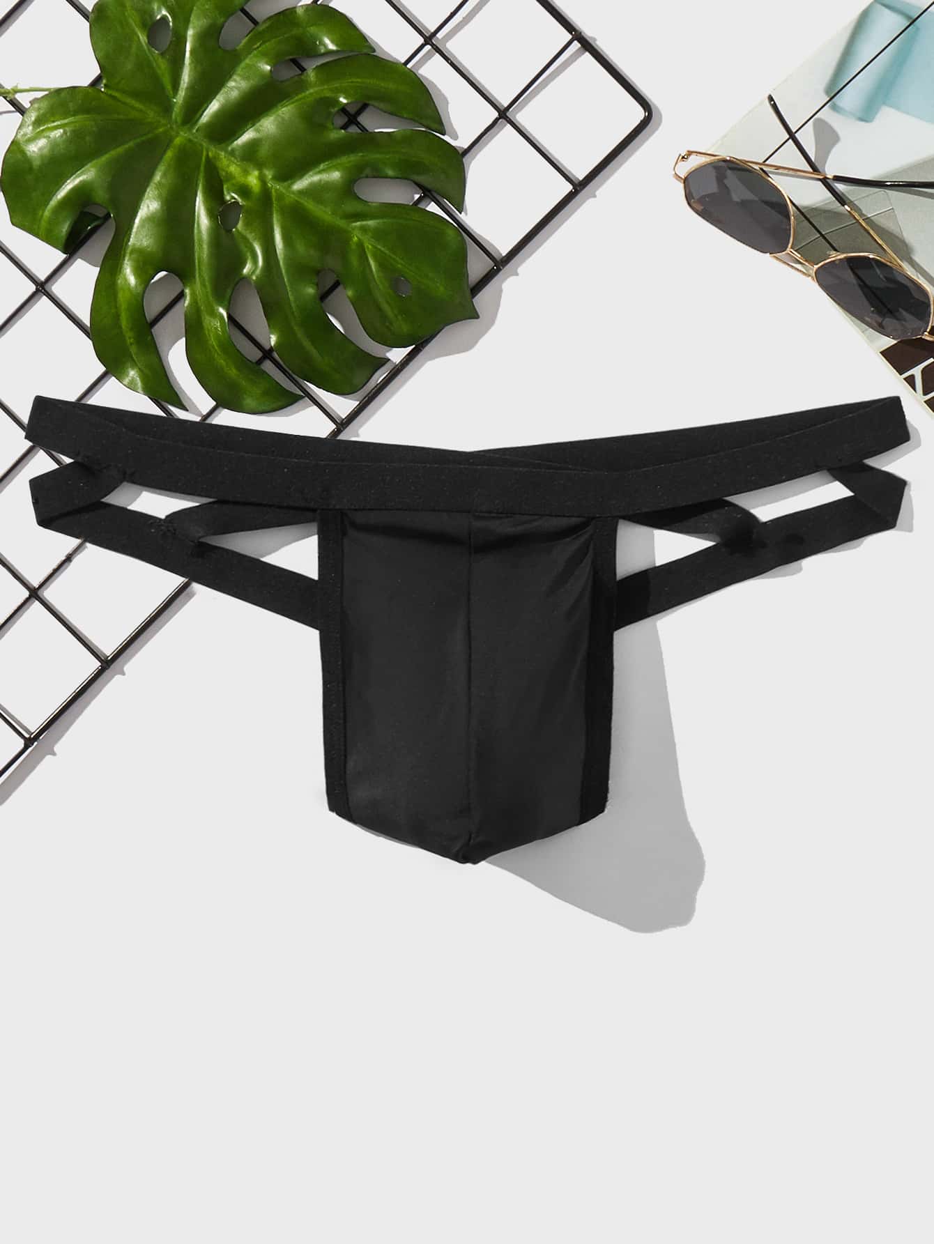 Suspensor sexy para hombre con espalda cruzada - Negro - Ver 1