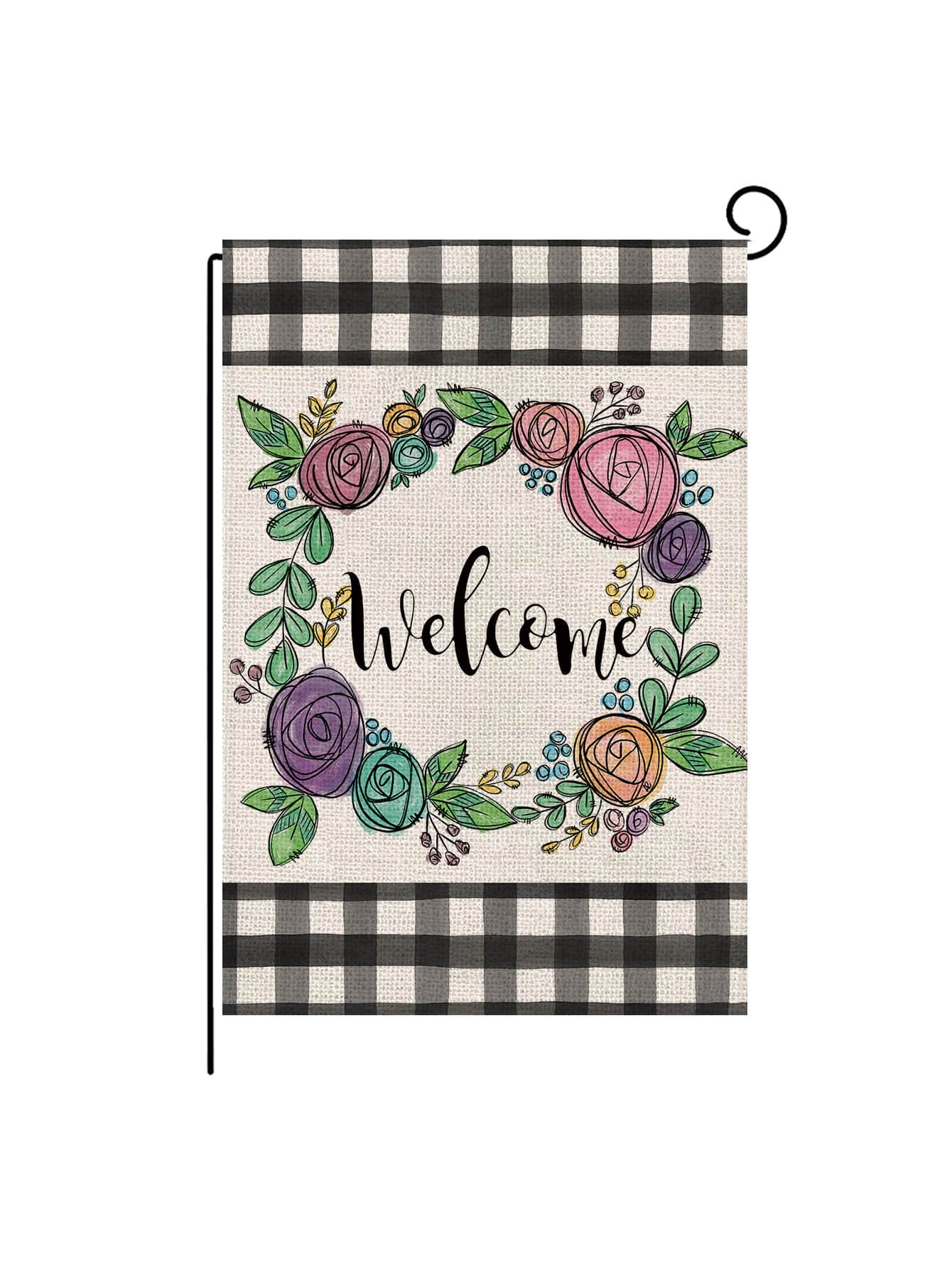 1pc Floral & Letter Graphic Flag - Multicolor - View 1