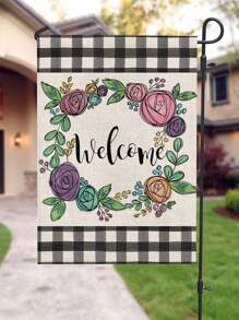1pc Floral & Letter Graphic Flag - Multicolor - View 2