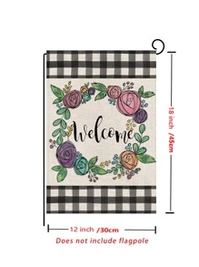 1pc Floral & Letter Graphic Flag - Multicolor - View 4
