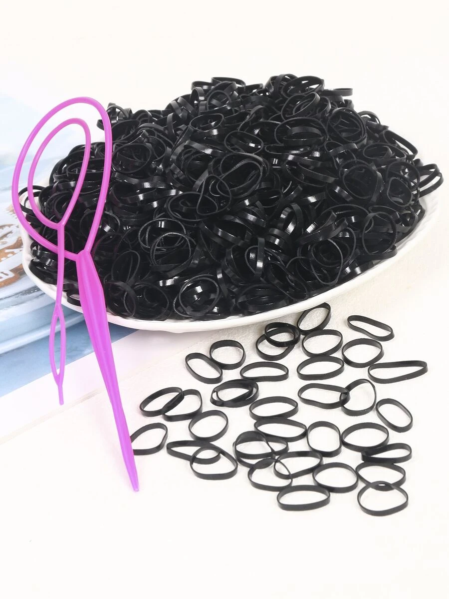 1000 chiếc cà vạt buộc tóc dùng một lần cho bé gái mới biết đi - màu đen - Xem 1