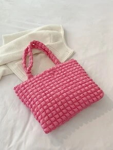 Neon Pink Ruched Detail Shopper Bag pink - Pink - View 2