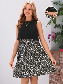 SHEIN Bộ đồ hai mảnh Bà bầu Chia Họa tiết hoa Boho - Nhiều màu - Xem 1