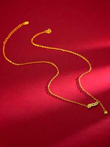 Letter & Heart Charm Necklace - Yellow Gold - View 4