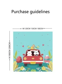 1pc Easter Cartoon Graphic Shower Curtain - Multicolor - View 2