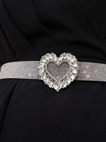 Rhinestone Heart Buckle Transparent Belt - Clear - View 2