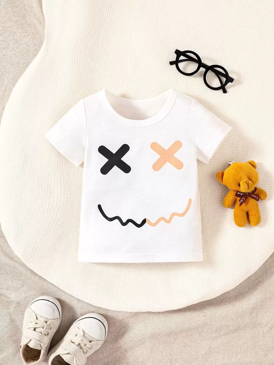 Đứa bé trai In biểu thức Áo thun - trắng - Xem 1