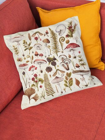 Mushroom Print Cushion Cover Without Filler