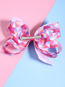 Toddler Girls Geometric Pattern Bow Decor Hair Clip - Multicolor - View 3