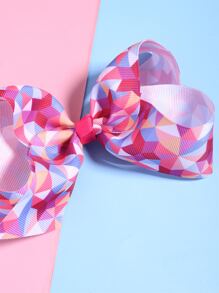 Toddler Girls Geometric Pattern Bow Decor Hair Clip - Multicolor - View 4