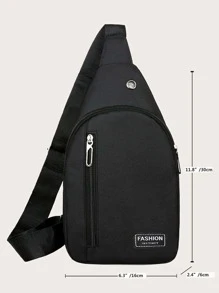 Mini Letter Patch Decor Sling Bag - Black - View 3