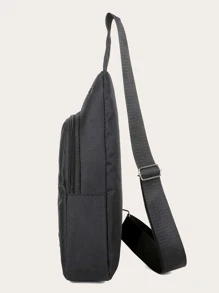 Mini Letter Patch Decor Sling Bag - Black - View 6