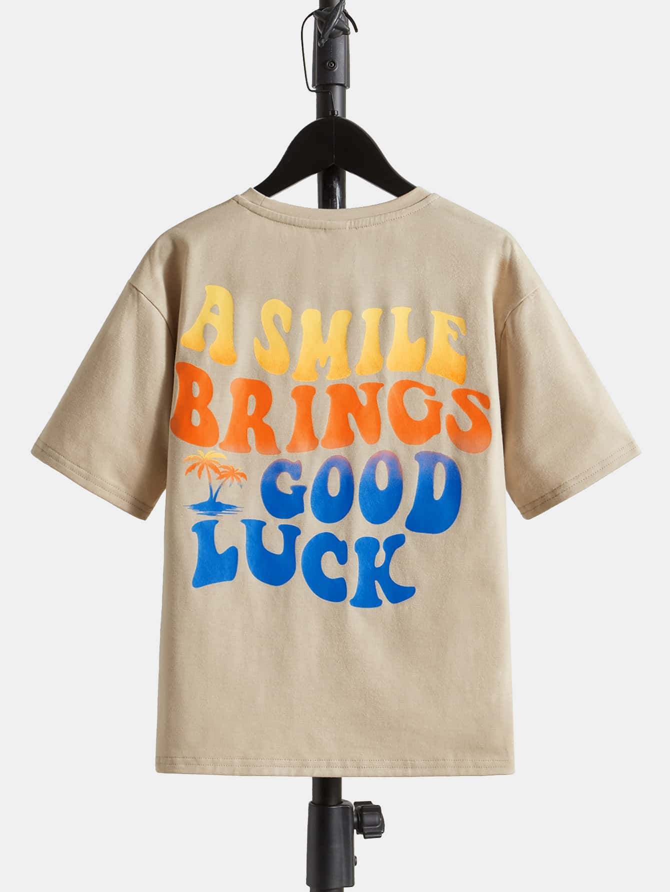 SHEIN Boys Slogan Graphic Drop Shoulder Tee - Khaki - View 1