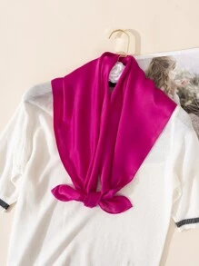 1pc Stylish Classic Soft Minimalist Solid Bandana Fashion Head Scarf Bandana,Hair Band,Head Band Ideal For Dressing Up Your Look - Hot Pink - View 4