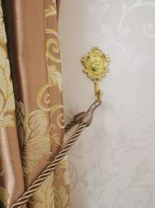 6pcs/set Zinc Alloy Curtain Hook With Expansion Tube & Screw, Modernist Flower Detail Hook For Home - Gold - View 2