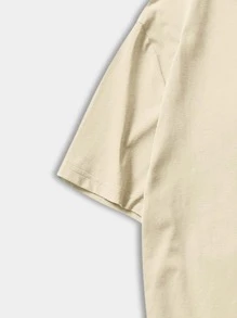 ROMWE MEN Street Life Camiseta gráfica con esqueleto y lema para hombres, para Halloween, escuela - Caqui - Ver 3