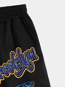 ROMWE MEN Prep 男士鷹和字母圖案短褲