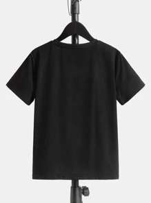 SHEIN Boys Wolf & Geo Print Tee - Black - View 2