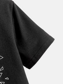 SHEIN Boys Wolf & Geo Print Tee - Black - View 4