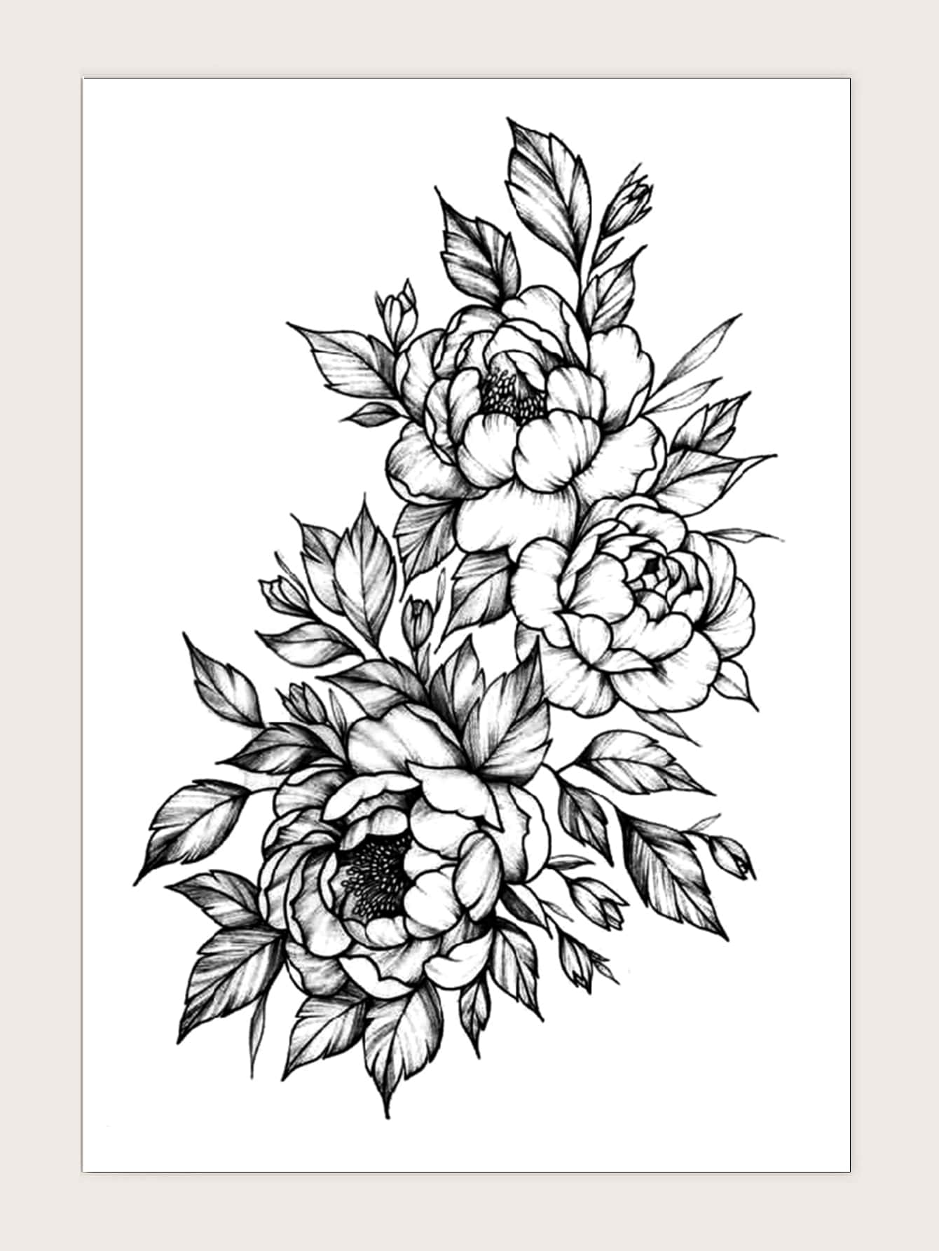 1sheet Floral Pattern Tattoo Sticker