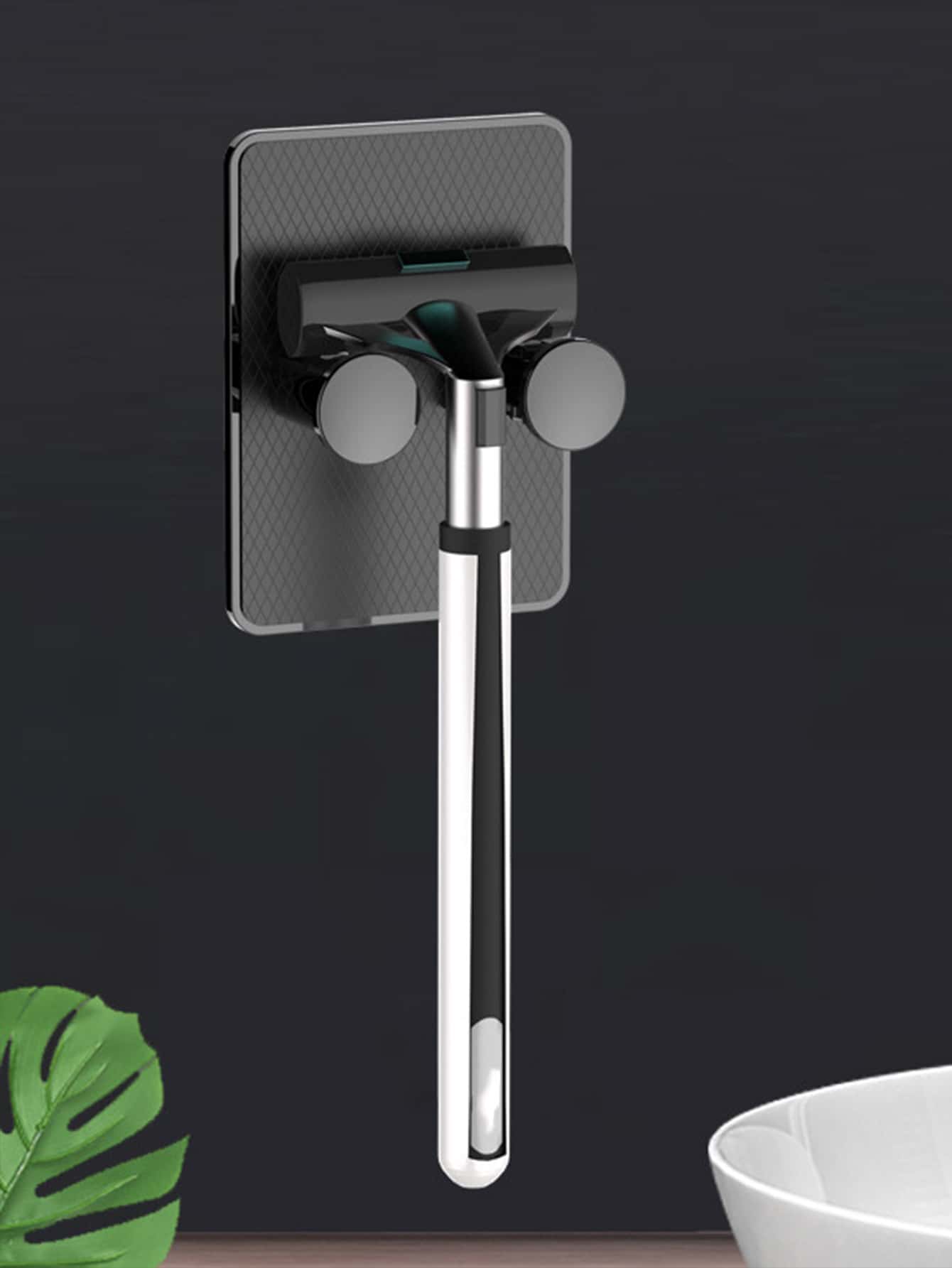 1pc Plain Color Punch-free Shaver Holder - Black - View 1