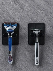 1pc Plain Color Punch-free Shaver Holder - Black - View 3