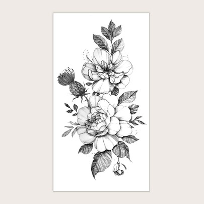 1sheet Floral Pattern Tattoo Sticker