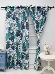 熱帶印花葉子圖案單片窗簾 - 彩色 - 查看 1