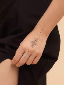 紋身貼紙,1張印花一次性紋身適合女士,紋身貼紙成年人,逼真紋身貼花,適合女士和女孩 - 黑色 - 查看 2