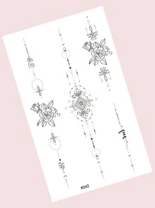 紋身貼紙,1張印花一次性紋身適合女士,紋身貼紙成年人,逼真紋身貼花,適合女士和女孩 - 黑色 - 查看 3