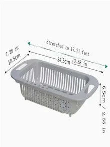 1入組隨機色廚房可伸縮水槽瀝水籃多功能果蔬塑膠洗滌籃 - 彩色 - 查看 2