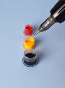 300个/袋 混合装 S/M/L 一次性纹身墨水杯，透明颜料容器带盖，塑料永久化妆纹身配件 - 無色 - 查看 3