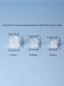 300个/袋 混合装 S/M/L 一次性纹身墨水杯，透明颜料容器带盖，塑料永久化妆纹身配件 - 無色 - 查看 4