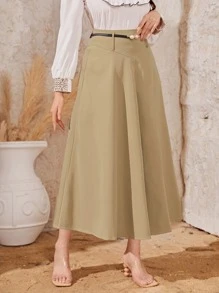 Modelyn Váy nữ Thắt lưng màu trơn Thanh lịch - Màu Khaki - Xem 3