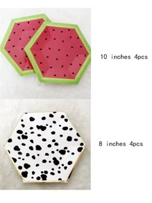 8 piezas Plato desechable con patrón de vaca - Multicolor - Ver 3